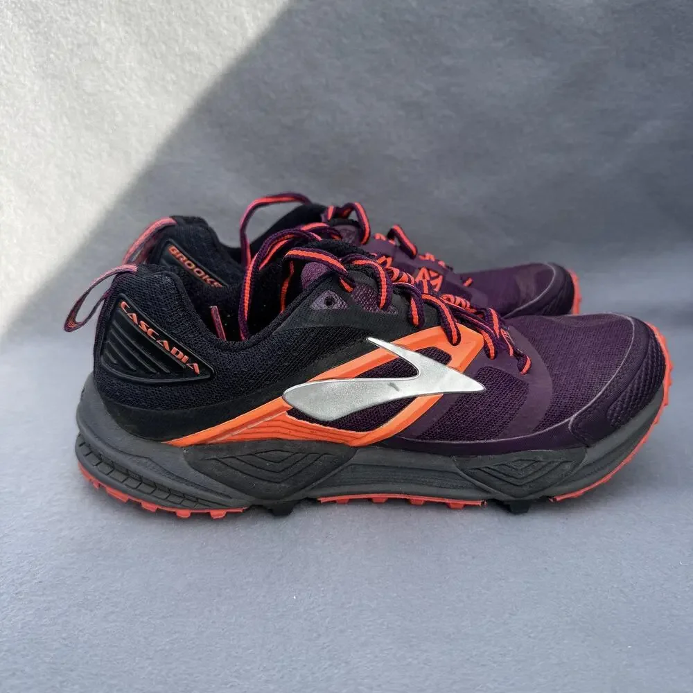 Brooks Cascadia 12 Shoes Womens Size 6 Purple Orange Trail‎ Running Cushion DNA
